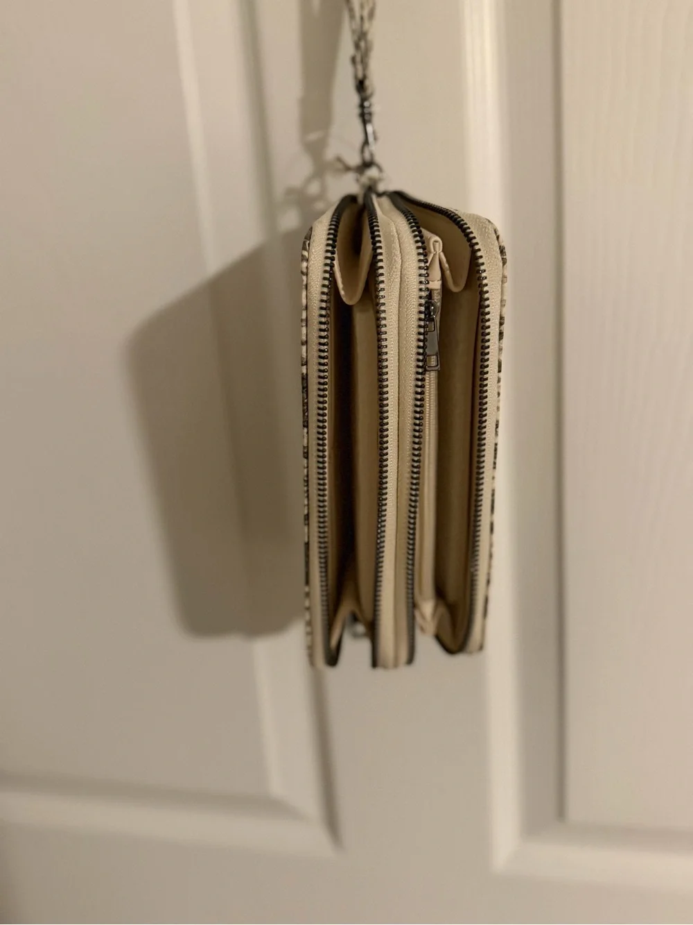 a new day Snake-Print Wristlet in Cream and Black